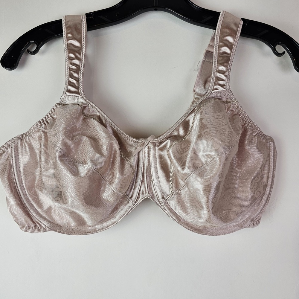 Bali Minimizer Bra 38D‎ Satin Tracings Beige Unlined Underwire 3562